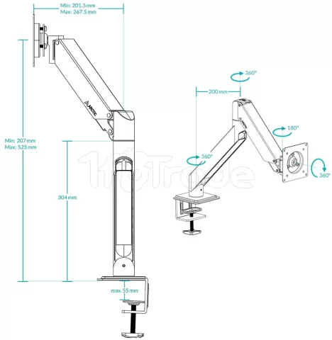 Photo de Support écran à fixer Arctic X1-3D - 43" (10kg max)