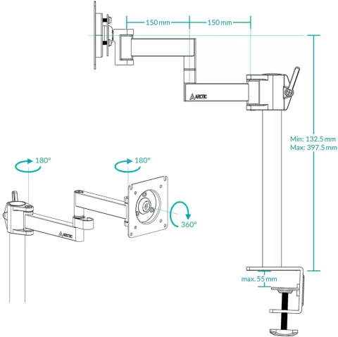 Photo de Support écran à fixer Arctic X1 43" (10kg max)