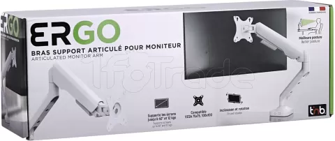 Photo de Support Ecran à fixer T'nB Ergo Flex 17"-40" (12kg max) (Blanc)