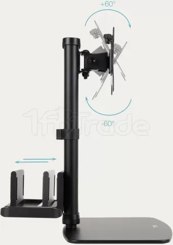 Photo de Support écran à fixer Tooq DB1128TN 17"-27" (6kg max) avec support mini-PC (Noir)