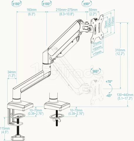 Photo de Support écran à fixer Tooq DB1334TNR-B 13"-34 (10kg max) (Noir)