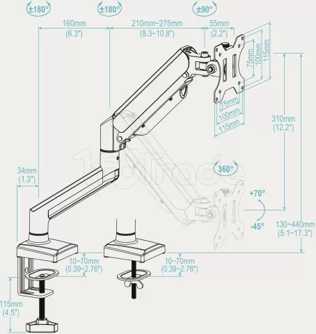 Photo de Support écran à fixer Tooq DB1334TNR-W 13"-34 (10kg max) (Blanc)