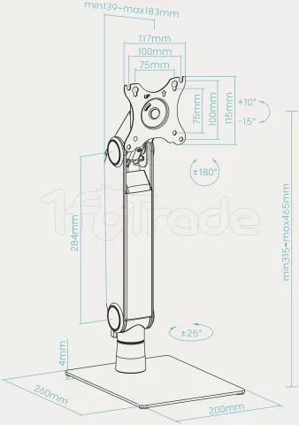 Photo de Support écran à poser TooQ DB1741TN-B 17"-32" (8kg max) (Noir)