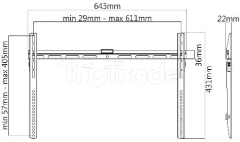 Photo de Support Ecran mural Slim MCL-Samar SPE-7000 37 à 70" (40kg max) (Noir)