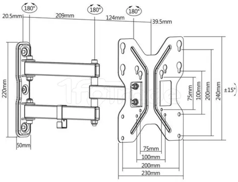 Photo de Support mural Maclean MC-648 pour écran plat de 23" à 42" (30kg max)