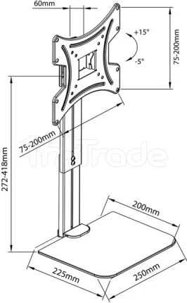 Photo de Support mural pour écran avec étagère Maclean MC-451 de 15" à 42" (20Kg max)