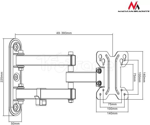 Photo de Support mural pour écran Maclean MC-740 pour écran plat 13" à 23" (30kg max)