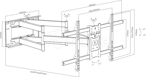 Photo de Support mural pour écran Maclean MC-986 de 37" à 70" (55kg max)