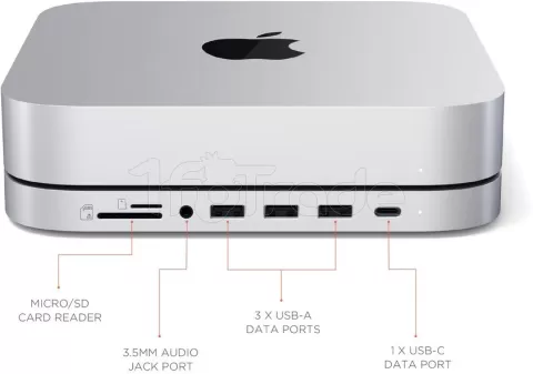 Photo de Support Satechi pour Mac Mini avec USB, HDMI, Jack et SD (Argent