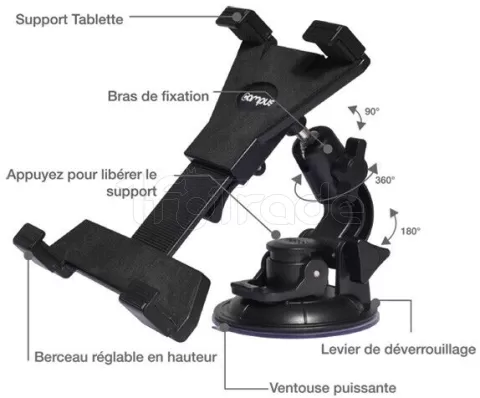 Photo de Support tablette universel de voiture à ventouse Advance Road Show 12"max (Noir)