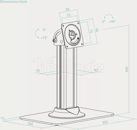 Photo de Support tablette universel sur pied Tooq TQATC2601-B (Noir)