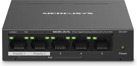 Photo de Switch réseau Ethernet Gigabit Mercusys MS105GP - 5 ports dont 4 PoE+