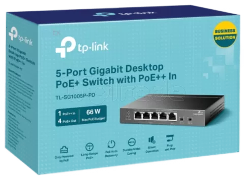 Photo de Switch réseau ethernet Gigabit TP-Link TL-SG1005P-PD - 5 ports dont 4x PoE