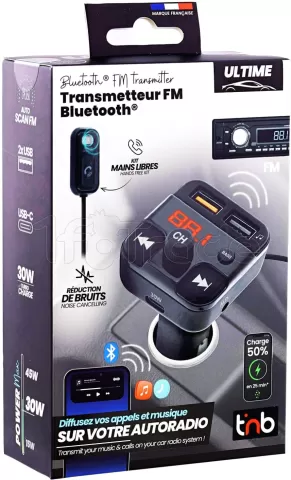 Photo de Transmetteur FM Bluetooth T'nB Ultime avec 2x USB-A + 1x USB-C