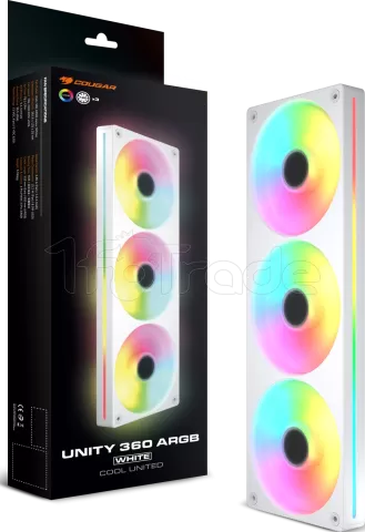 Photo de Triple Ventilateur de boitier Cougar Unity Reverse RGB - 360mm (Blanc)