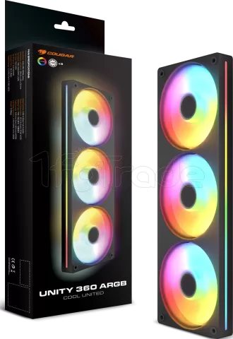 Photo de Triple Ventilateur de boitier Cougar Unity Reverse RGB - 360mm (Noir)