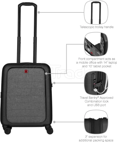 Photo de Valise cabine Wenger avec compartiment Ordinateur (Noir/Gris)