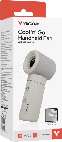 Photo de Ventilateur à main sur batterie Verbatim Cool'n'Go Aqua Breeze (Blanc/Argent)