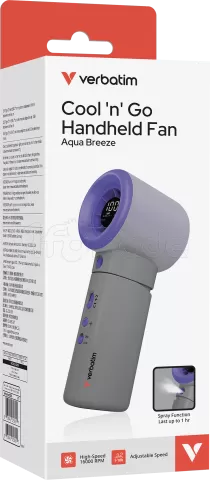 Photo de Ventilateur à main sur batterie Verbatim Cool'n'Go Aqua Breeze (Violet/Gris)