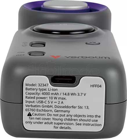 Photo de Ventilateur à main sur batterie Verbatim Cool'n'Go Ice Touch Mini (Violet/Gris)