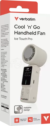 Photo de Ventilateur à main sur batterie Verbatim Cool'n'Go Ice Touch Pro (Blanc/Argent)