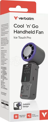 Photo de Ventilateur à main sur batterie Verbatim Cool'n'Go Ice Touch Pro (Violet/Gris)