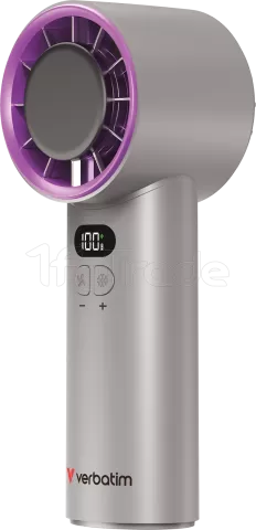 Photo de Ventilateur à main sur batterie Verbatim Cool'n'Go IceTouch - Ø6cm (Gris/Violet)