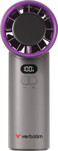 Photo de Ventilateur à main sur batterie Verbatim Cool'n'Go IceTouch - Ø6cm (Gris/Violet)