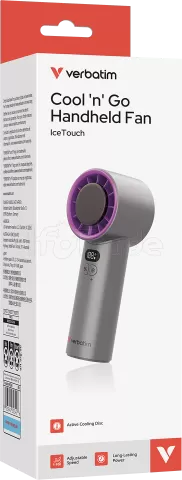 Photo de Ventilateur à main sur batterie Verbatim Cool'n'Go IceTouch - Ø6cm (Gris/Violet)