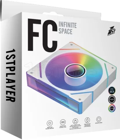 Photo de Ventilateur boitier 1stPlayer FC7 RGB - 12cm (Blanc)