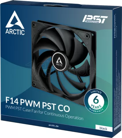 Photo de Ventilateur de boitier Arctic F14 PST Continuous Operation - 14cm (Noir)