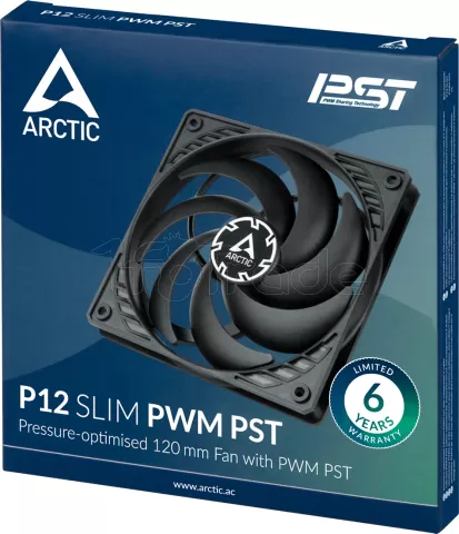 Photo de Ventilateur de boitier Arctic P12 Slim PST - 12cm (Noir)