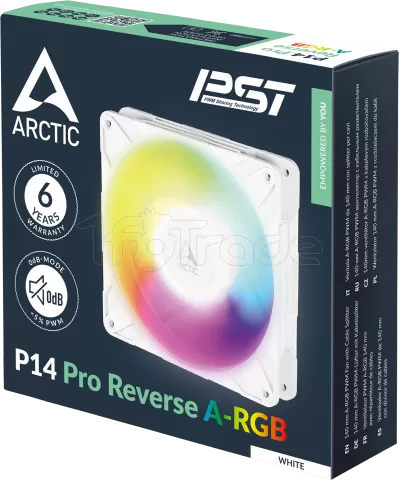 Photo de Ventilateur de boitier Arctic P14 Pro Reverse RGB - 14cm (Blanc)