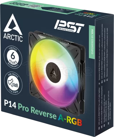 Photo de Ventilateur de boitier Arctic P14 Pro Reverse RGB - 14cm (Noir)