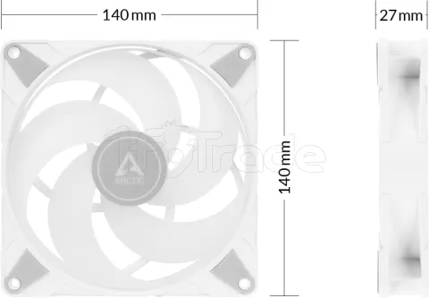 Photo de Ventilateur de boitier Arctic P14 PST RGB - 14cm (Blanc)