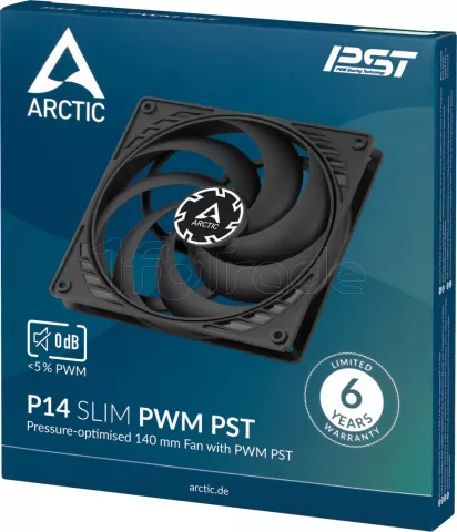 Photo de Ventilateur de boitier Arctic P14 Slim PST - 14cm (Noir)