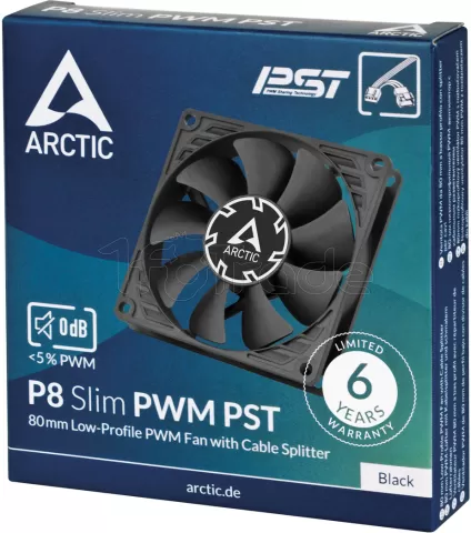 Photo de Ventilateur de boitier Arctic P8 Slim PWM PST - 8cm (Noir)
