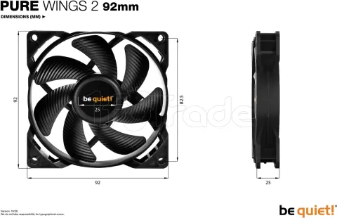 Photo de Ventilateur de boitier be quiet! Pure Wings 2 - 9,2cm (Noir)