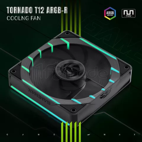Photo de Ventilateur de boitier Gamemax Tornado T12 Reverse Argb - 12cm (Noir)