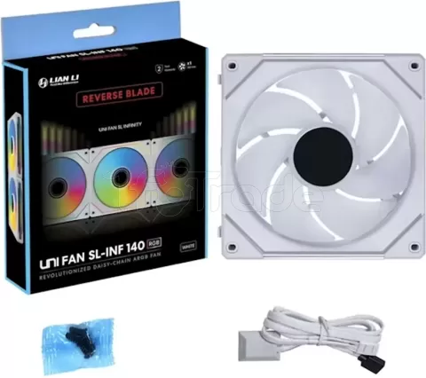 Photo de Ventilateur de boitier Lian Li Uni Fan SL-Infinity Wireless Reverse RGB - 14cm (Blanc)