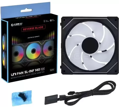 Photo de Ventilateur de boitier Lian Li Uni Fan SL-Infinity Wireless Reverse RGB - 14cm (Noir)