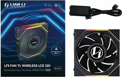 Photo de Ventilateur de boitier Lian Li Uni Fan TL Wireless LCD Reverse RGB - 12cm (Noir)