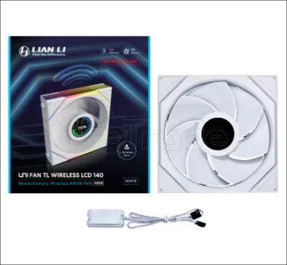 Photo de Ventilateur de boitier Lian Li Uni Fan TL Wireless LCD Reverse RGB - 14cm (Blanc)