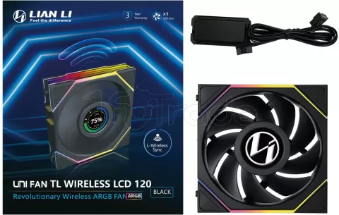 Photo de Ventilateur de boitier Lian Li Uni Fan TL Wireless LCD RGB - 12cm (Noir)