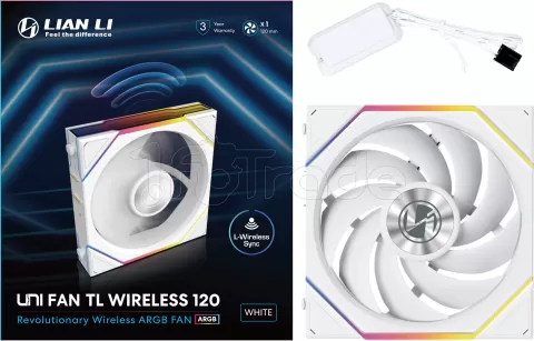 Photo de Ventilateur de boitier Lian Li Uni Fan TL Wireless RGB - 12cm (Blanc)