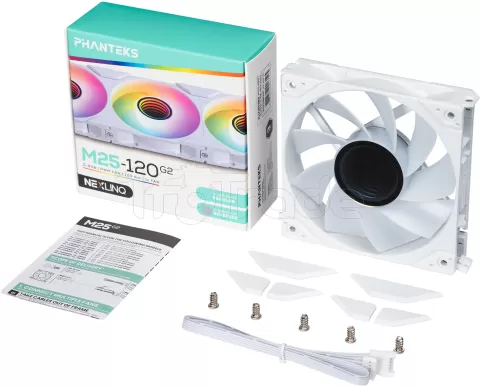 Photo de Ventilateur de boitier Phanteks M25 Gen2 Reverse RGB - 12cm (Blanc)