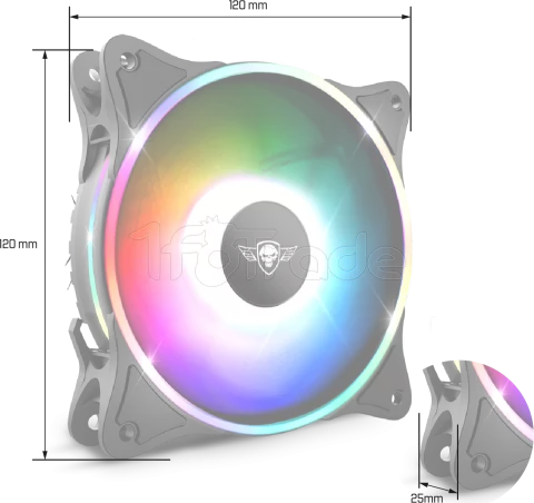 Photo de Ventilateur de boitier Spirit of Gamer AirForce Dual RGB - 12cm (Noir)