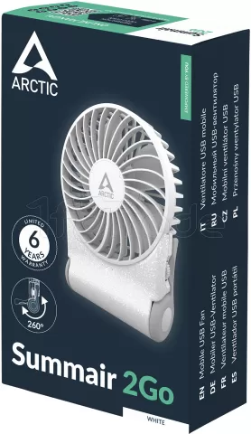 Photo de Ventilateur de bureau sur batterie Arctic Summair 2Go - Ø10cm (Blanc)
