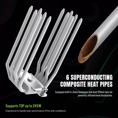 Photo de Ventilateur processeur Gamemax Sigma 620 LCD ARGB (Blanc)