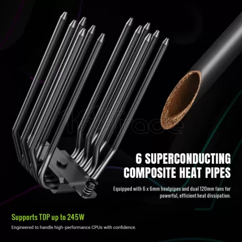 Photo de Ventilateur processeur Gamemax Sigma 620 LCD RGB (Noir)